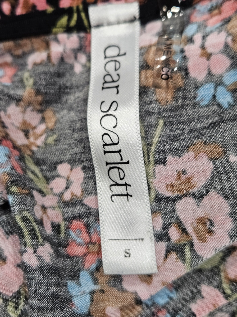 Floral V-Neck Romper in Black with Pink & Blue Flowers - Picture 6 of 6